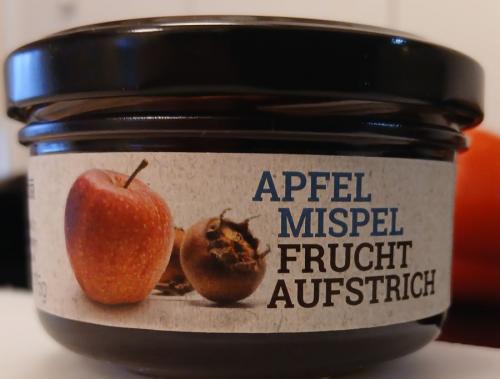 Glas von Apfel-Mispel Fruchtaufstrich